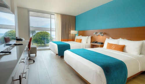 Room, 2 Double Beds, Partial Ocean View