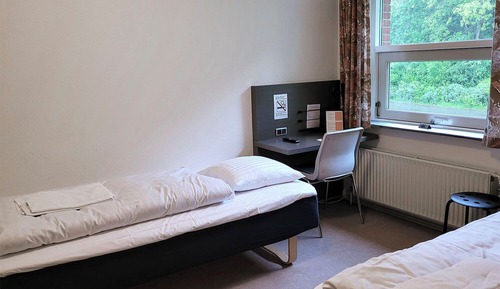 Hotel room with 2 single beds - private bathroom