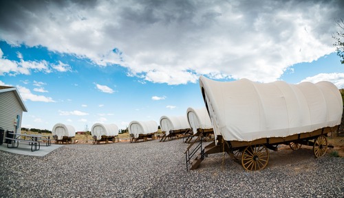 Conestoga Wagon private bathroom outside