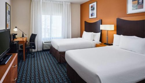 Double Room with Two Double Beds and Roll-n Shower - Mobility and Hearing Accessible
