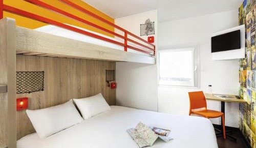 Break Room with Three Single Bunk Beds and Shared Bathroom