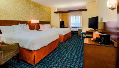 Queen Suite with Two Queen Beds, Roll-In Shower and Sofa Bed - Mobility Access/Hearing Accessible