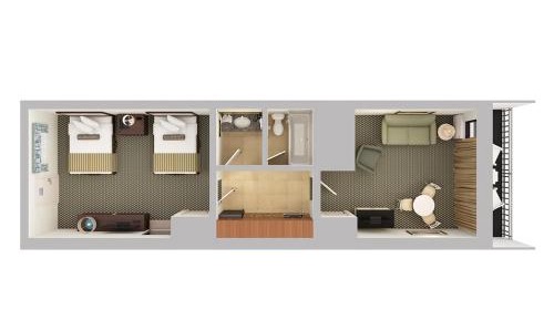 Oceanfront Family Suite - 2 Queen Bed with 1 Double Wall Bed