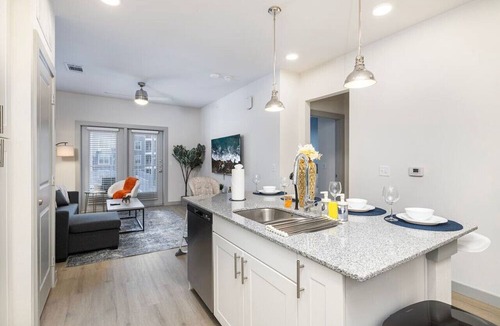 Lewisville Apartment | Modern Lakeside 1BD with Pool, Gym & Office Space