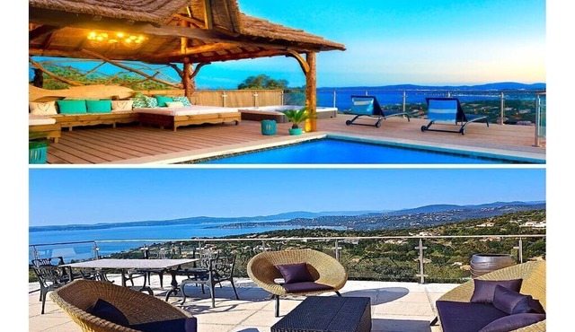 5* villa. Superb sea view. Heated swimming pool. Jacuzzi