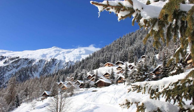 Chalet with balcony and heating