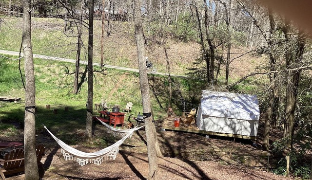 Cozy tent with all conveniences of home