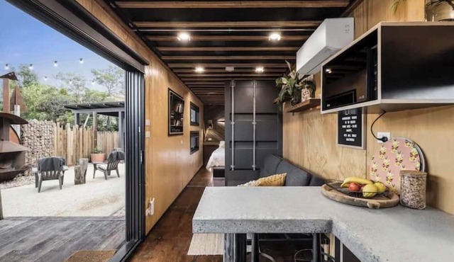 A quirky yet functional 40ft shipping container.
