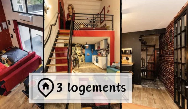 3 Logements 300 m2 Loft Billard / Babyfoot / BAR À Jeux