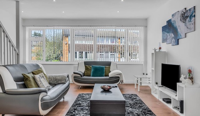 Comfortable suburban setting with greenery and residential homes