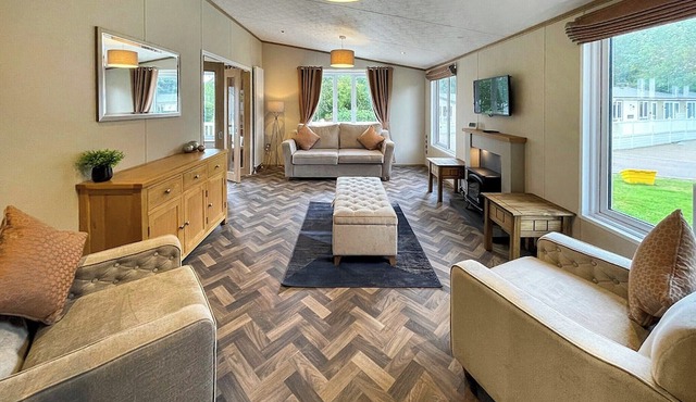 This exclusive holiday home boasts a stylish and contemporary design.