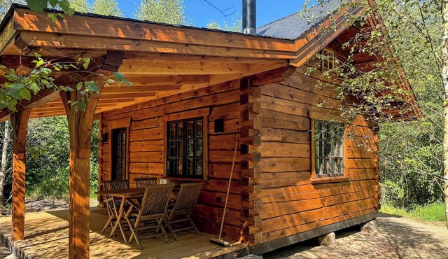 Authentic log cabin in forest near Ejstrupholm