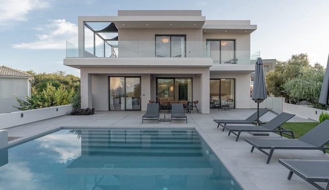 Lavish Zakynthos Villa | Villa Pelagos Serenity | 5 Bedrooms | Panoramic Sea Views | Private Pool | Spacious Furnished Terrace with Shaded Outdoor Dining Area | Prime Location | Akrotiri